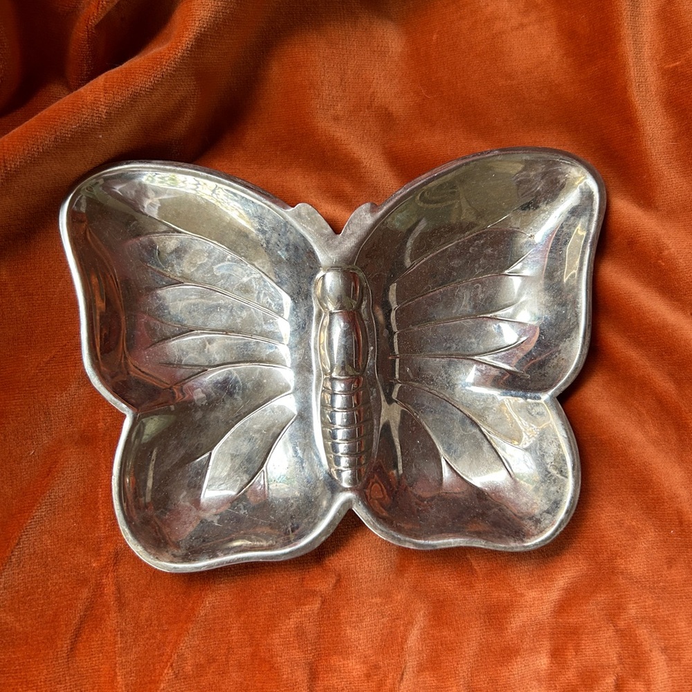 Y2K Silver Butterfly Trinket Tray